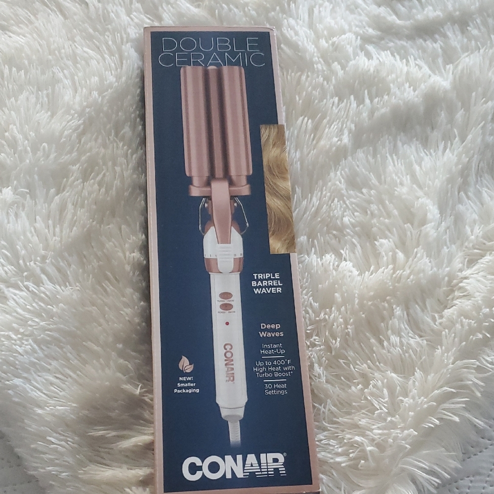 Conair Double Ceramic Triple Barrel Waver - Rose Gold Like New